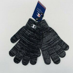 Champion Toddler Girls One Size Fits Most Metallic Knit Gloves Black Silver 849